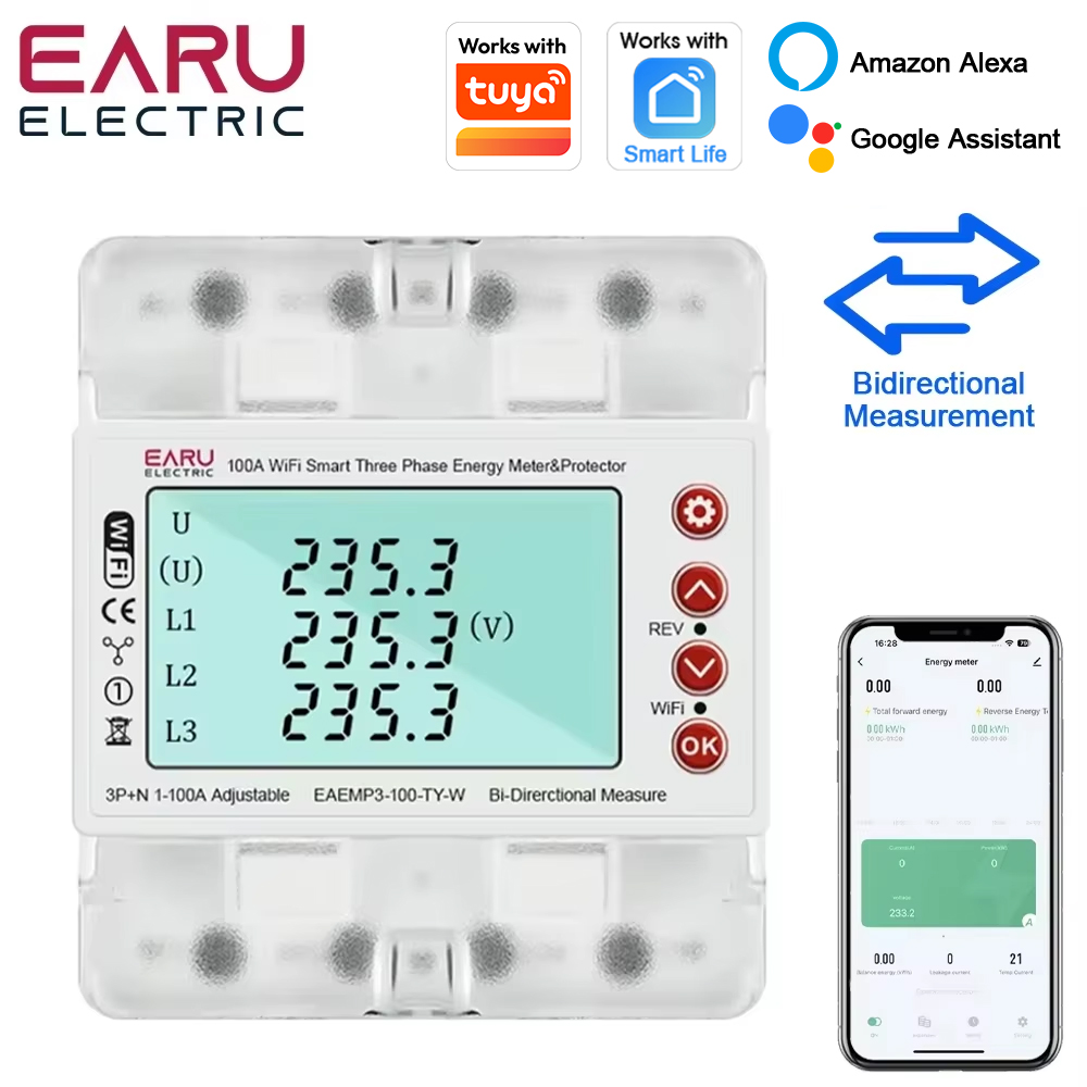 Ac Surge Protector - Trójfazowy licznik energii AC380V Tuya WiFi,