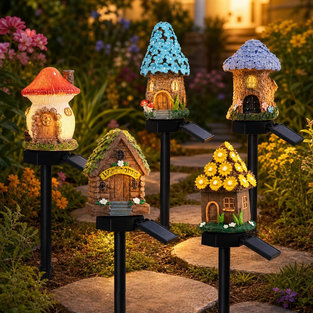 Renewable Energy House - LED-owa solarna lampa trawnikowa, miniaturowy domek